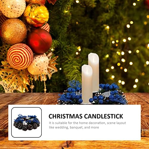 Chave de vela de natal Copo de porta: pinheiro anel de chá de chá de pinho Small Vella Wreaths Berry Veller para a decoração de mesa de jantar de festa de férias de Natal 22cm