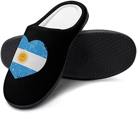 Flagentina da bandeira em forma de coração da Argentina Sapateiros da Casa da Casa com Espuma de Memória Sapatos para Casa Indoor Non Slip