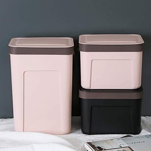 TJLSS Modern plástico quadrado Mini lixo de cesta de resíduos pode dispensar a tampa dos balanços para a bancada da vaidade do banheiro