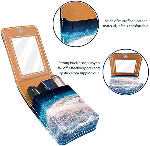 Caixa de batom com espelho Fantastic Sky Pattern Lip Gloss Holder Portable Batom Storage Box Travel Bolsa de maquiagem