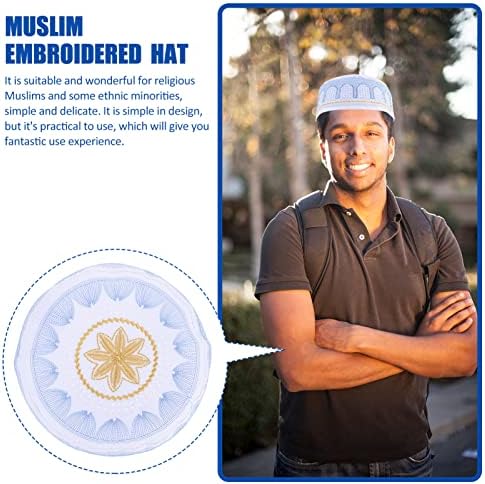 Bestoyard masculino chapé os chapéus masculinos chapéus de adoração muçulmana chapéu de chapéu muçulmano bordado chapéu islâmico caveira tampa de caveira respirável chapéu decorativo chapéu mens de masculp