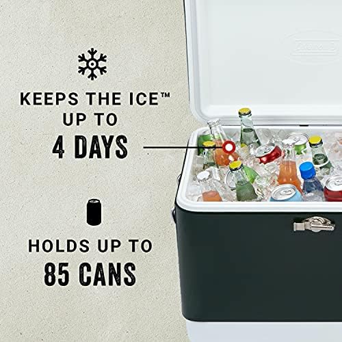Coleman Cooler | O refrigerador de cinto de aço mantém gelo até 4 dias | Cooler de 54 litros para acampamento, churrascos, utilização