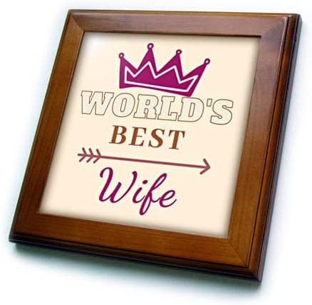 Imagem 3drose de uma coroa com texto da melhor esposa do mundo - azulejos emoldurados