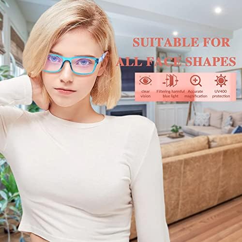 JosChoo 5 Pack Computer Reading Glasses Men e Women Anti -Eyestrain Blue Blocking Glasses para leitura