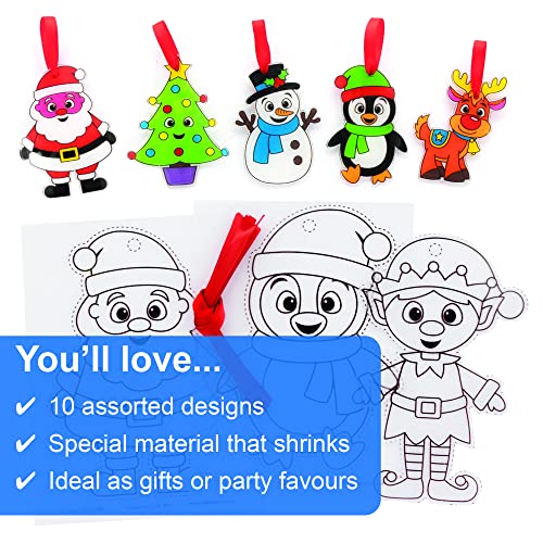 Baker Ross Christmas Super Shrink Decorações - pacote de 10, faça suas próprias decorações de Natal, atividades criativas