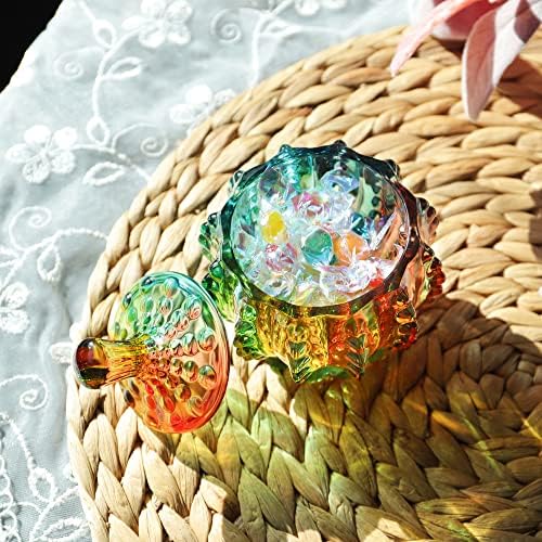 Joeyan 6 onças coloridas frascos de vidro em relevo com tampa - pratos de doces de vidro de cristal - jóias de jóias iridescentes