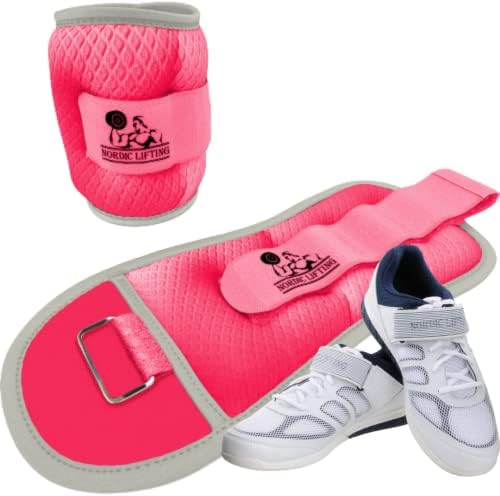 Pesos do pulso do tornozelo dois 1 libras - pacote rosa com sapatos Venja Tamanho 12 - Branco