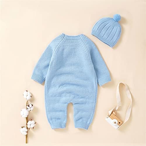 Recém -nascido menino menina menina malha sólida suéter bebê macacão macacão algodão tampas de chapas de chapas sets roupas