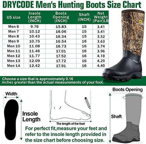 Botas de borracha Drycode para homens, 5,5 mm de neoprene à prova d'água, botas de chuva à prova d'água, botas de caça ao ar livre
