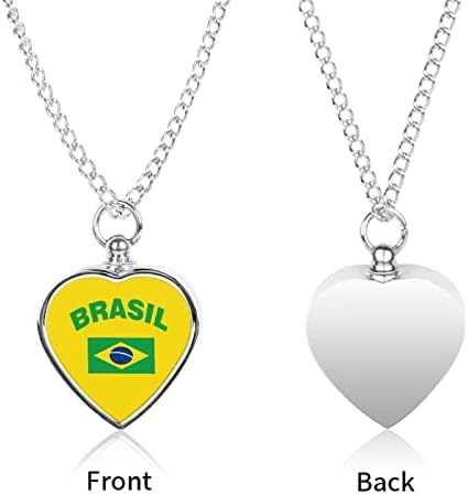 Bandeira do colar de urna de estimação Brasil Brasil Pet Petter Holder Heart HeartSake Pingente Memorial Jóias Personalizadas