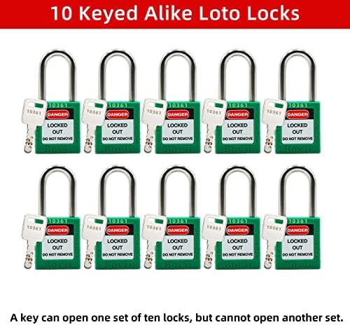 Boviisky 10 verde, com chave, 2 chaves por bloqueio, bloqueios de bloqueio compatíveis com OSHA bloqueios