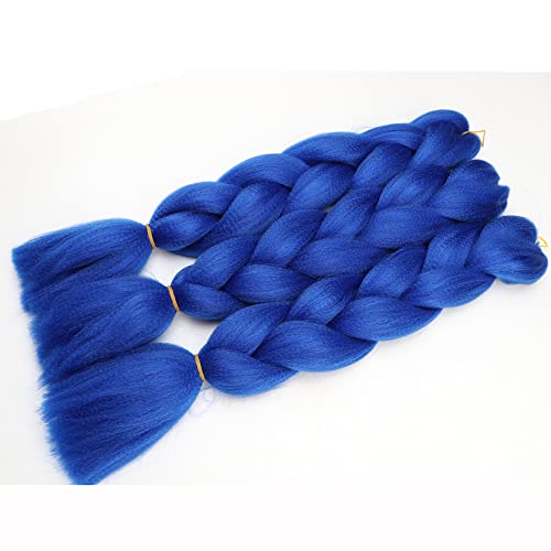 Extensão de cabelo Jumbo Braids original 3pcs cor azul real 24 polegadas 100g/pc para cabelos de trança de caixa de torção