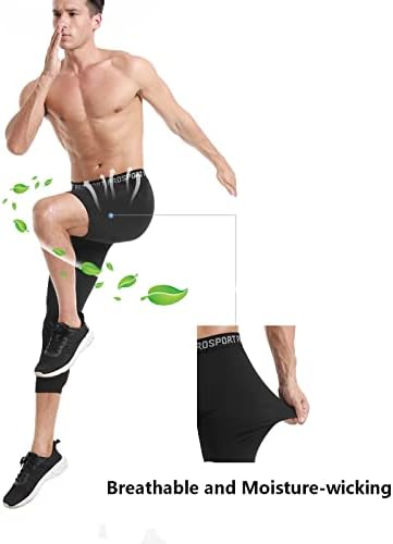 Calças de compressão masculina Blaward 1 ou 2 Pacote de basquete Athletic 3/4 de uma perna compressão Capri Tights Base Legging de camada