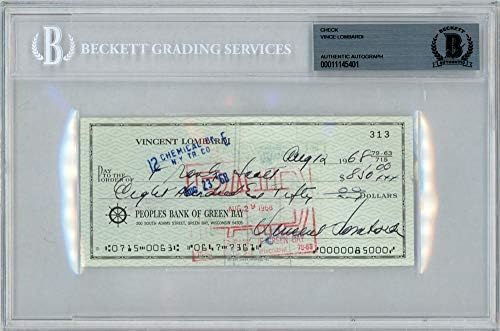 Vince Lombardi autografou 3x6 Verifique Green Bay Packers Beckett Bas #11145401 - NFL Cut Signature