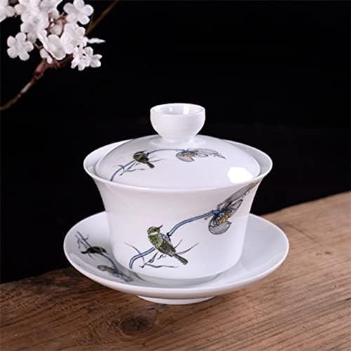Dodouna White Porcelain Teacup Creative Tureen Ceramic Tea Bowl com capa Gong Fu Travel Kettle Drink Ware