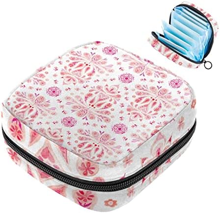 Bolsa do período de textura da flor rosa, tampões portáteis de saco de armazenamento de tampões colecionam sacola de bolsa