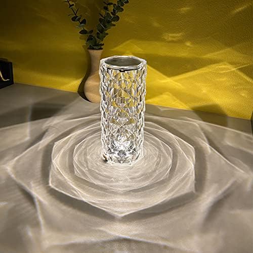 Lâmpada de mesa de diamante acrílico de Flekmarnart, lâmpada de cristal recarregável USB ajustável, lâmpada de cabeceira
