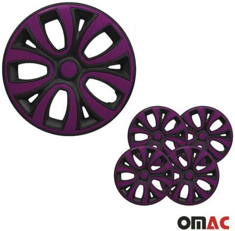 Capas cubos OMAC de 15 polegadas para Audi Matt Black e Violet 4 PCs. Tampa das jantes da roda - tampas do cubo - substituição externa dos pneus de carro