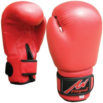 Luvas de boxe Playwell couro com envoltórios de mão de boxe grátis