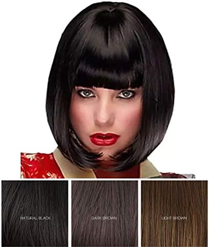 Andongnywell Women Human Hair Wigs Straight Bob Wigs Color natural para mulheres perucas naturais