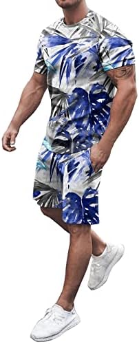 Homem primavera no verão de traje praia de manga curta camisa estampa esportiva curta Conjunto de calça de 2 peças de