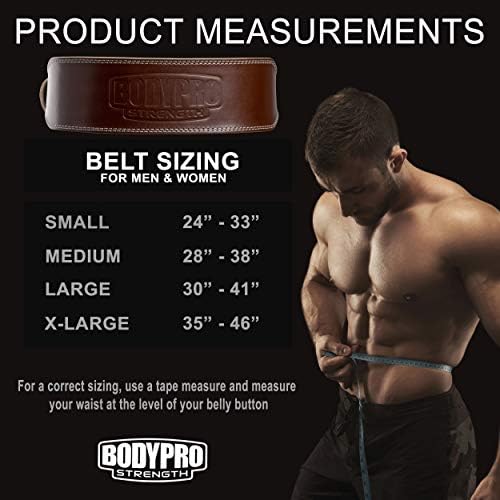 Bodypro Força de couro genuíno de 10 mm de espessura - Cinturão de levantamento de peso pesado para homens e mulheres - estabilizando o suporte para o levantamento de peso