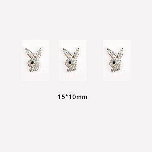 3D Bunny Heads Acertins Decorações de Luxo de Luxo de Luxo Bunny Gold Kawaii Animais de Jóias de Jóias de Unhas Manicure de Cristal - Manicure -