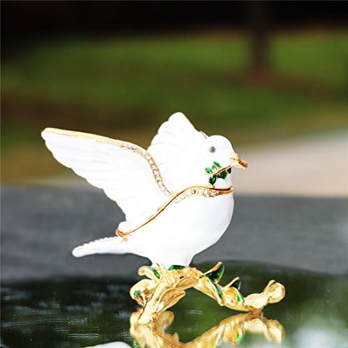 Waltz & F Peace Dove Box de bugiganga com dobradiças de figura de mão de mão colecionável porta-anel colecionável