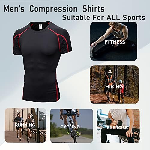 1 ou 3 Pacote camisas de compressão masculinas de manga curta, executando a camada de base esportiva de treino e treino de top
