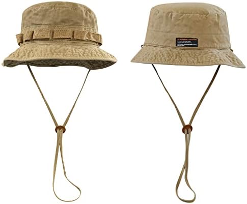 Croogo Boonie Hat Hat Chapéus de pesca ao ar livre Capinho da selva de algodão resistente a lágrimas com chapéus de alça de queixo