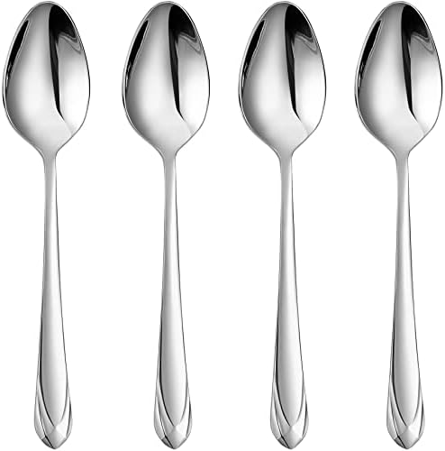 Keawell 4 peças Elena Dinner Spoon, 18/10 Aço inoxidável, conjunto de colher de 8,4 polegadas, espelho polido, lava-louças seguro,