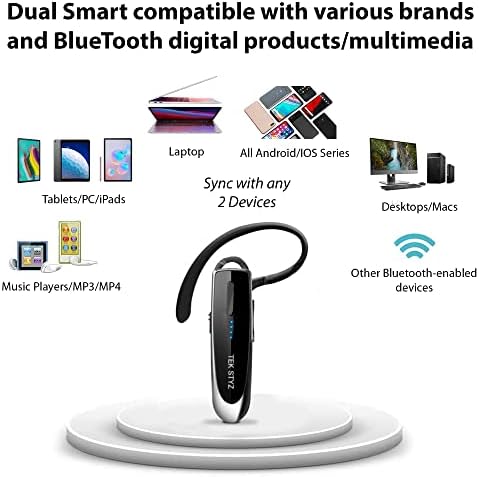 Tek Styz Headset Compatível com Oppo Find X4 Pro em Ear Bluetooth 5.0 Wireless Wirepiece, Ipx3 impermeável, microfones duplos,
