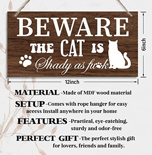 Gata de gato de gato placa de decoração de madeira, cuidado, o gato é sombrio, decoração de placa de madeira impressa, decoração