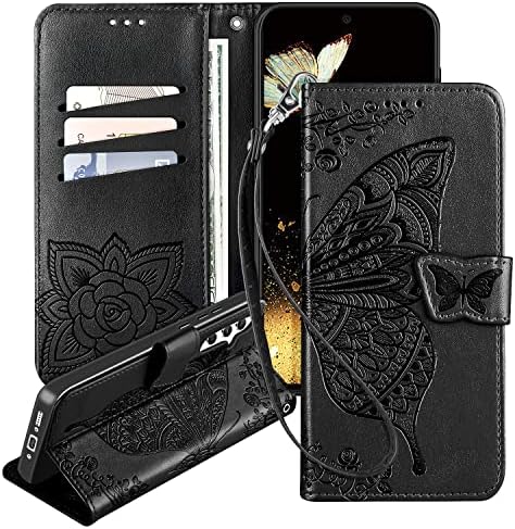 Bizzib para Samsung Galaxy A54 5g Caixa de carteira magnética, capa de fólio de couro floral com borboleta floral com pulseira e caça