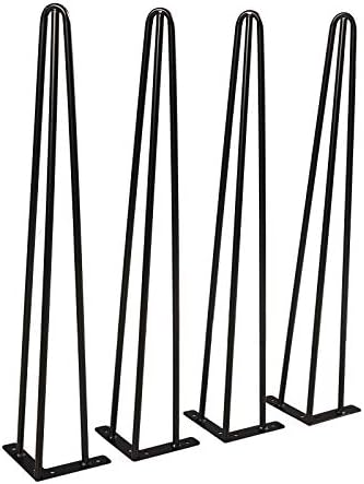 WELLAND 19 cetim de gancho preto pernas de metal 1/2 Conjunto de diâmetro de 4 com parafusos livres usados ​​para projetos de bricolage para móveis