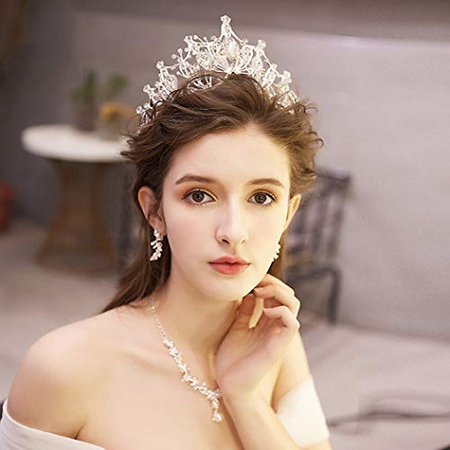 Coroa de prata de coco para mulheres coroque barroco coroa e tiara para mulheres Cristal Band-Mermaid Coroa Princesa
