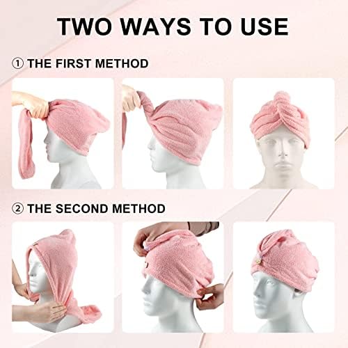 Yivalue Hair Towl Cap de duas peças Super absorvente Capinho seco Cabelo seco para todas as homens Homens crianças