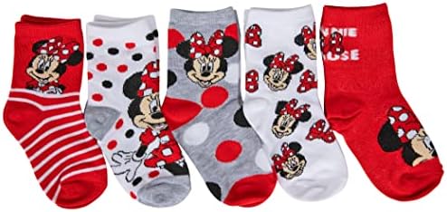 Disney Minnie Mouse Dot Obsession Girl's Crew Variety Socks 5-Pack
