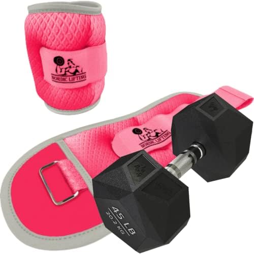 Pesos do pulso do tornozelo 2lb - pacote rosa com halteres prisma 45 lb