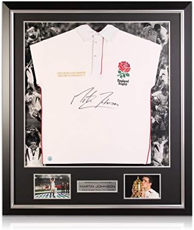 Martin Johnson assinou a camisa de rugby da Inglaterra. Quadro de luxo | Mormas de recordações autografadas