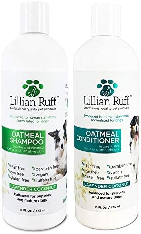Lillian Ruff calmante shampoo e condicionador de animais de estimação para pele seca e alívio de coceira com aloe e óleos