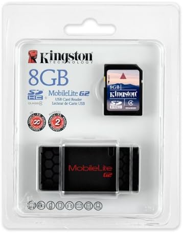 Kingston Mobilelite USB 2.0 Leitor de vários cards com 8 GB Classe 4 SDHC Flash Memory Card FCR-MLG2+SD4/8GB