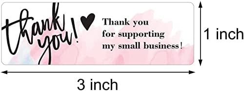 1 x 3 Obrigado por apoiar meus adesivos de pequenas empresas, adesivos de vedação decorativa rosa retângulo para entrega, decoração,