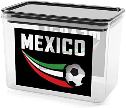 Contêineres de armazenamento de futebol de bandeira do México Caixa de plástico transparente com tampas de lixeiras para lanches de cereais de cozinha Jelly Beans de alimentos secos