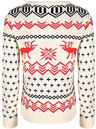 Andongnywell Women Sweaters Christmas Padrões de férias Pullover de renavera Papai Noel Camisa de manga comprida moletom