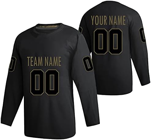 Jersey de hóquei de gelo preto personalizado Letras e números para homens jovens/crianças XS-7XL