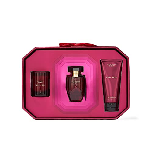 Victoria's Secret muito sexy 3 peças Luxe Fragrance Gift Conjunto: 1,7 oz. Eau de parfum, loção de viagem e vela