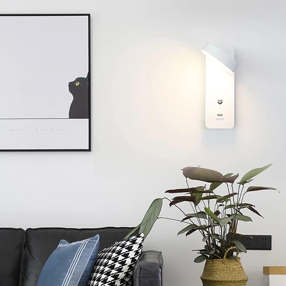 Liruxun lâmpada de parede LED interna para parede com quarto de interruptor para luzes de parede de cabeceira em casa com