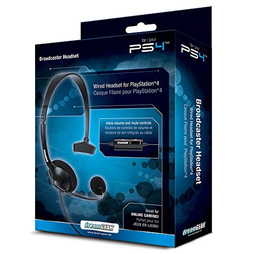 fone de ouvido com fio de emissoras DreamGear para o PS4 com microfone flexível de boom e controle de volume/mudo embutido