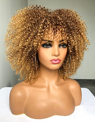 Wigs encaracolados de 10 polegadas para mulheres negras curtas peruca afro curto com franja 10 polegadas resistentes ao calor